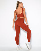 Nieve Gerippte Nahtlose Leggings - Dunkelrot
