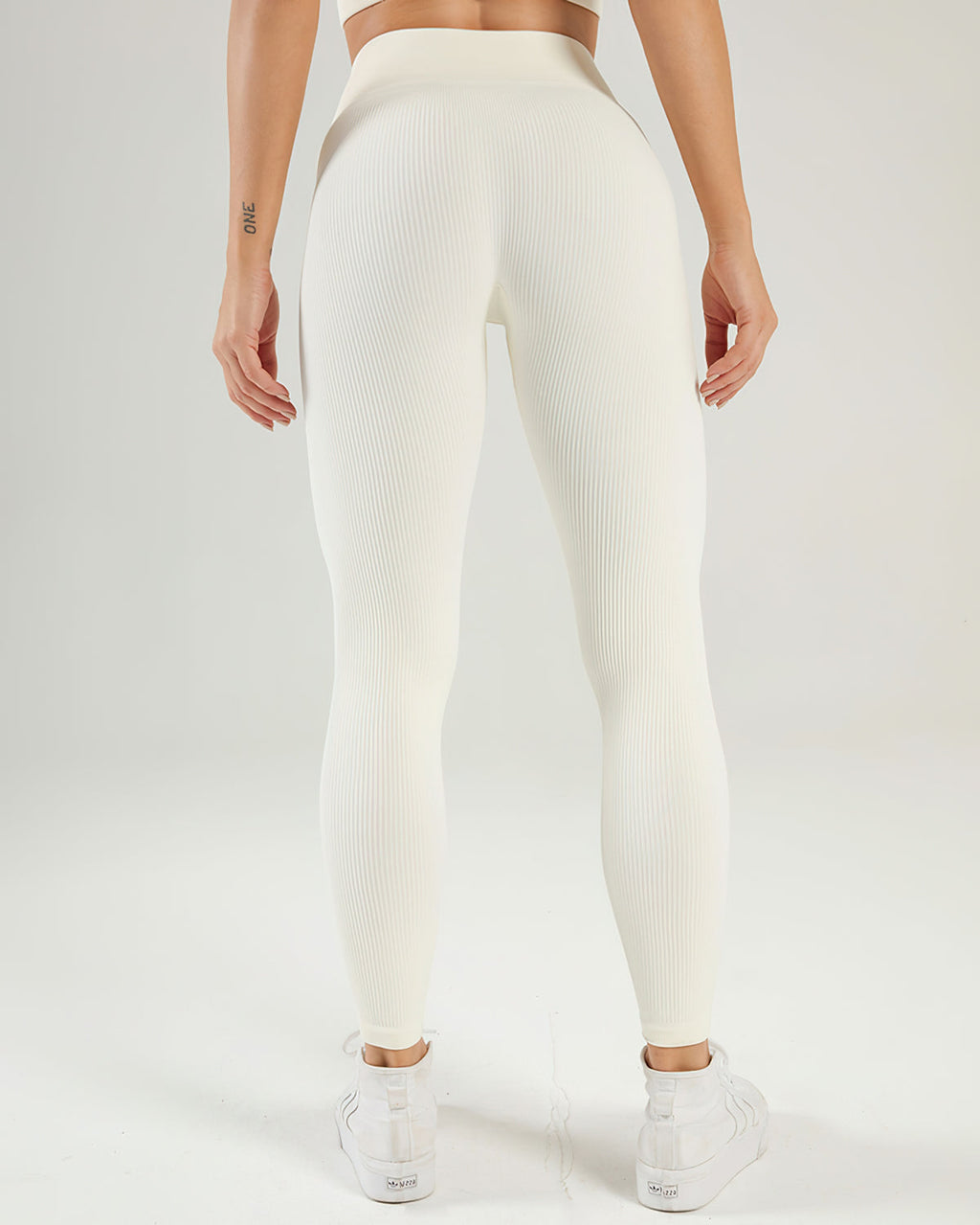 Nieve Gerippte Nahtlose Leggings - Beige