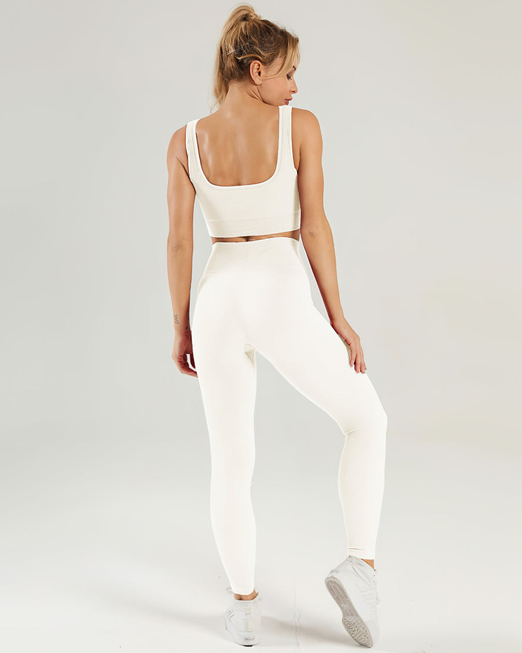 Nieve Gerippte Nahtlose Leggings - Beige