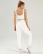 Nieve Gerippte Nahtlose Leggings - Beige