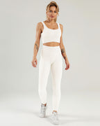 Nieve Gerippte Nahtlose Leggings - Beige