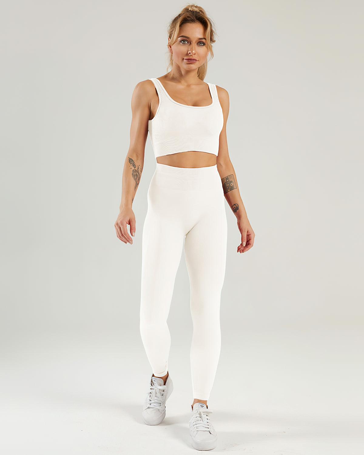 Nieve Gerippte Nahtlose Leggings - Beige