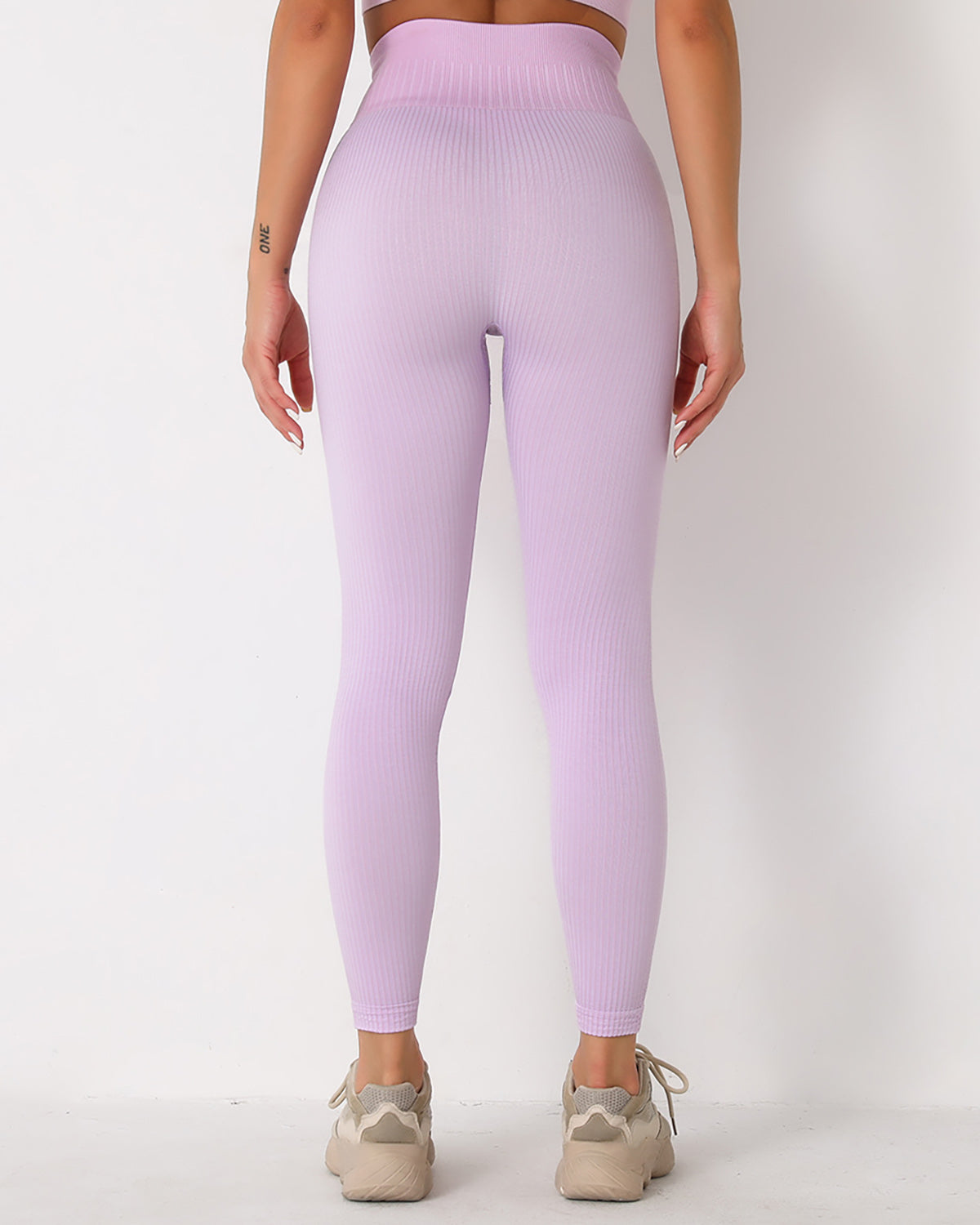 Qiara Gerippte Nahtlose Leggings - Lila