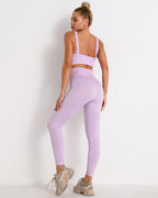 Qiara Gerippte Nahtlose Leggings - Lila