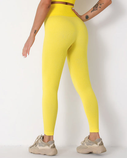 Qiara Ribbed Seamless Leggings - Yellow