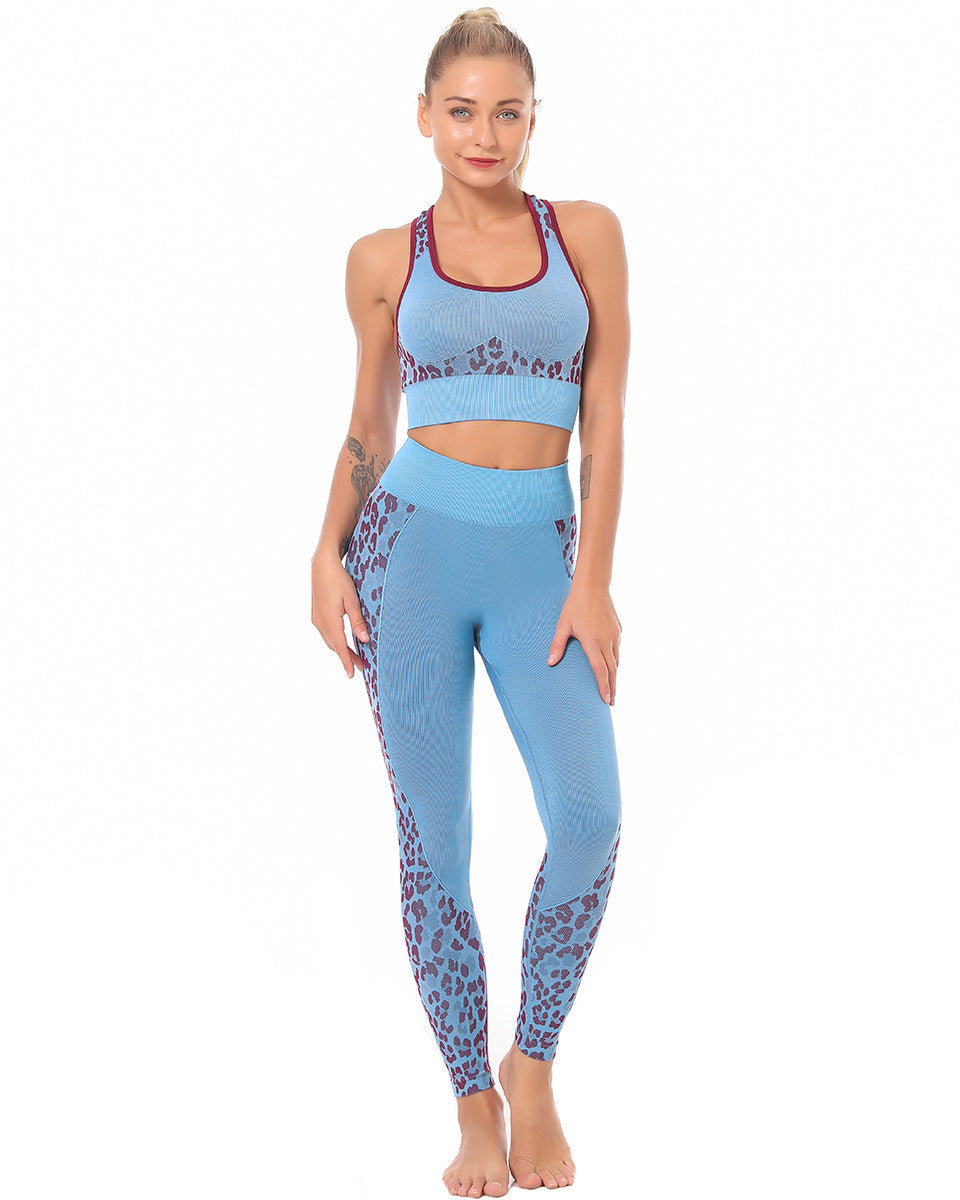 River Leopard Nahtlose Leggings - Blau
