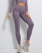 Rozy Gerippte Nahtlose Leggings - Lila