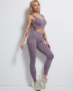 Rozy Gerippte Nahtlose Leggings - Lila