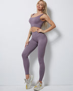 Rozy Gerippte Nahtlose Leggings - Lila
