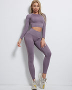 Rozy Gerippte Nahtlose Leggings - Lila