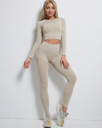 Rozy Gerippte Nahtlose Leggings - Khaki