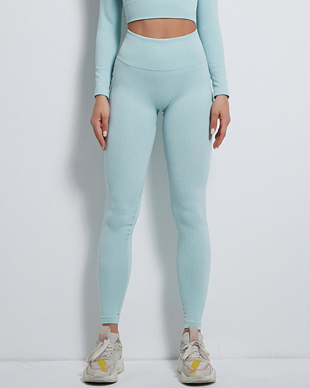 Rozy Gerippte Nahtlose Leggings - Blau