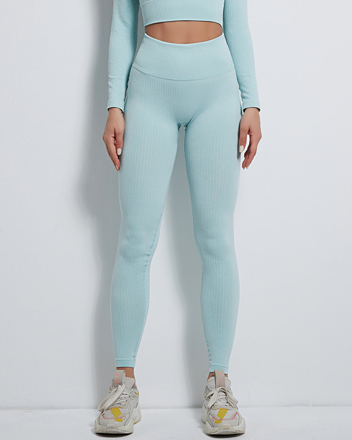 Rozy Gerippte Nahtlose Leggings - Blau