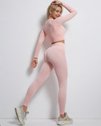 Rozy Gerippte Nahtlose Leggings - Rosa